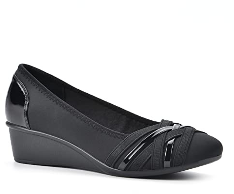 CLIFFS BY WHITE MOUNTAIN Women's Bowie Wedge, Black/Nylon, 11 W
