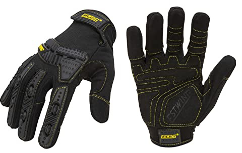 Estwing Impact & Vibration Resistant Work Glove, Knuckle Protection, 1 Pair, Black, 2X-Large (EWIMPBR0512)