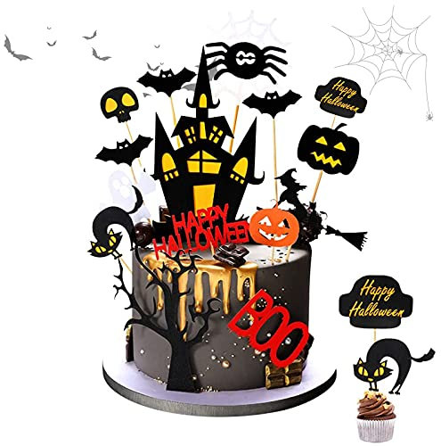 15 Piezas Halloween Cake Topper, Pastelesde de Halloween Decoracion, Halloween Decoración Topper para Decoraciones de Halloween Decoración Topper, para Colocar Tartas, Tartas, Muffins, Bizcochos, Etc