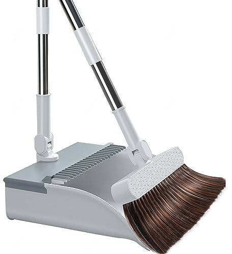 QTANZIQI Ensembles de Pelle à poussière et de brosses à Long Manche avec raclette de Sol, Ensemble de Balai sur Pied Rotatif à 180 ° et de Pelle à poussière, Brosse de Balayage Domestique et Pelle à