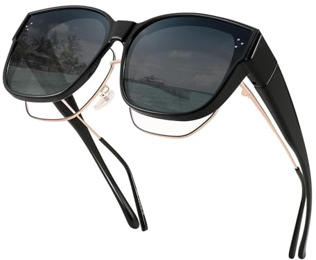 FEISEDY Überzieh Sonnenbrille Polarisiert für Brillenträger B2849 | Überziehbrille für Damen Herren, Fit-over Überbrille Groß, UV400 Schutz