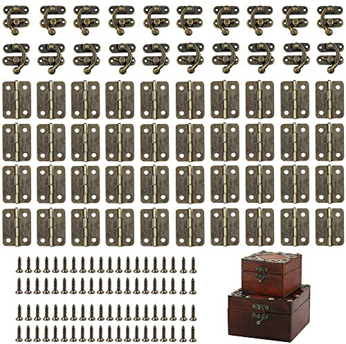 20 Stücke Latch Hook Hasp, 40 Stück Scharniere, Mit Schrauben, Antike Verschlüsse, Eisen Vorhängeschloss Hasp, für Retro Handwerk, Wie Retro Holzkisten, Geschenkkisten, Weinkisten, Werkzeugkisten