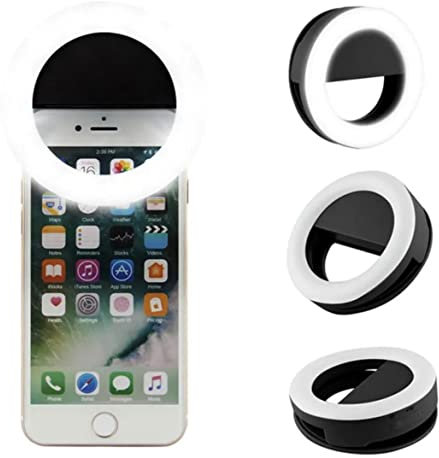 Orco Selfie Ring Light - 36 LED Universal Clip-On Light With 3 Level Brightness, Rechargeable for Phone, Video, Laptop (Black)