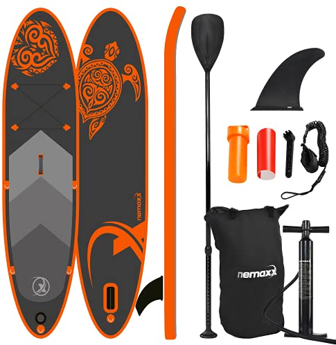 NEMAXX® SUP Board 320×78×15 cm – bis 140 kg – aufblasbares Stand-Up Paddle Board Set mit Tasche, Paddel, Finne, Pumpe & Reparaturkit – Allrounder Surfboard PB320 II