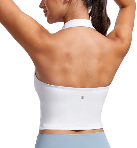 CRZ YOGA Butterluxe Halter Crop Tank Tops White Medium