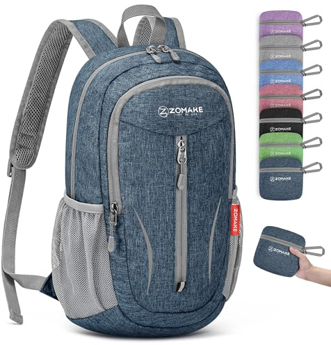 ZOMAKE Faltbarer Rucksack Klein Ultraleicht,10L Wanderrucksack Kleiner Leicht für Damen Herren,Reise Mini TagesrucksäCke Faltbar für Kinder und Jugendliche(Saphirblau)