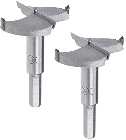 KhUKhu 2PCS Forstner Bohrer Hartmetall Holz Loch SAH Opener Bohrer 60mm Holzbearbeitung Bohren Bit Cutter