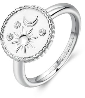 Brosway Bague Femme Avec Symbole Lune/Soleil | Collection Chakra - BHKR003, 16, Acier inoxydable Métal non précieux acier inoxydable, Non applicable.