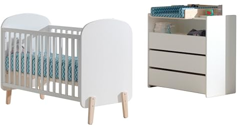 möbelando Babyzimmer-Komplettset >KIDDY< in Weiß - 129x94x68 (BxHxT)
