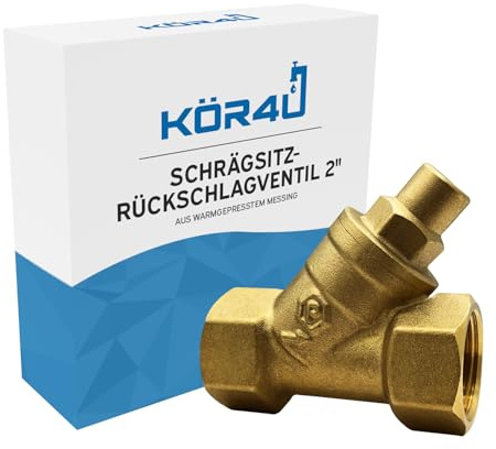 kör4u Rückschlagventil 2 Zoll, Schrägsitz, Messing PN10, Innengewinde IG/IG
