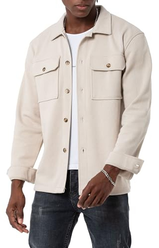 RED BRIDGE Camicia Oversize in Stile Minimalista, Perfetta Come Giacca Casual per Look Informali Beige L