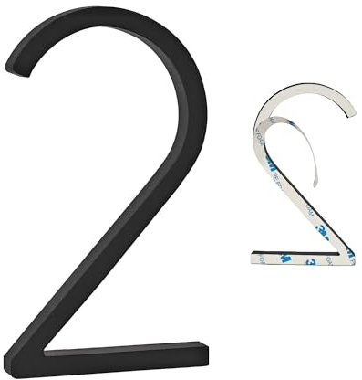 Ywonoby Door Numbers, 5 Inches 3D Self Adhesive House Numbers, Address Numbers Stickers for House Mailbox Apartment Hotel Courtyard Black(2)