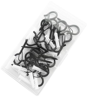 20 stück Haken zum Schrauben M4, Schraubhaken Schwarz Haken, Schraubhaken Metall Becherhaken, Schraube Ösenhaken, Selbstschneidend zum Aufhängen Topfplanzen, Lichterketten und Weihnachtsdekoration