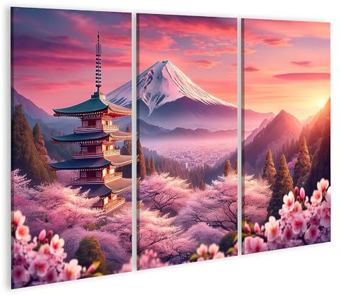 islandburner Cuadro sobre lienzo pintoresco Japón Fujiyama flor de cerezo cuadros murales póster