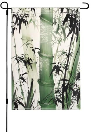 LAMAME Peinture chinoise de bambou imprimé drapeau de jardin patio drapeau décoratif double face drapeau de jardin