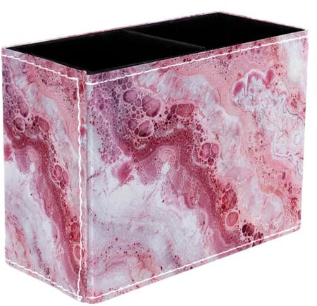 FNETJXF Make-up-Pinselhalter, Büroorganisation und Aufbewahrung, Kunstleder-Caddy, moderne, minimalistische rosa Marmor-Textur, Nachttisch, Schreibtisch-Organizer