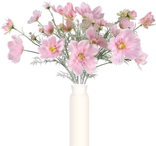 ICBOX Künstliche Blumen im Kosmos-Stil, 76,2 cm langer Stiel, künstliche Gänseblümchen, Seidenblumen-Arrangements für hohe Vasen, künstliche Wildblumen für den Innenbereich, Hochzeit, Tischdekoration,