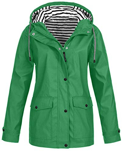 Frühlingsjacke Wasserdicht Gefütterte Regenjacke Fashion Outdoor Sportlich Rain Jacket Sommer Elegant Geeignet Für Übergangsjacke Leichte Damen Windjacke 3-Grün,S