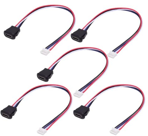 chenyang 5 PACK 2.0mm Pitch 4Pin a USB C Femmina DC 5V 3A Flush Mount Presa di Ricarica Cavo Adattatore di Conversione