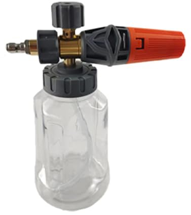 Shkalacar Schaumkanone für Hochdruckreiniger, Verstellbare Schneeschaumlanze mit 1/4-Zoll-Schnellanschluss und transparenter 1-Liter-Flasche, Auto Schaumpistole zum Autowäsche(transparent)