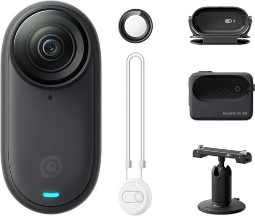 Insta360 GO 3S 64GB Midnight Black - 4K Tiny Portable Vlogging Camera, Hands-Free POVs, Mount Anywhere, Stabilization, 140 Min Battery Life, 10m Waterproof, AI Editing, Black, For Vlog, Travel