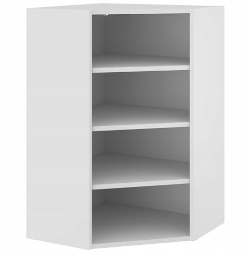 Laclar Eckhängeschrank 60x92 cm Küchenschrank Korpus ohne Front - 3 Einlegeböden - Soft-Close Scharniere - 18 mm Möbelplatte - zur Selbstmontage - Weiß
