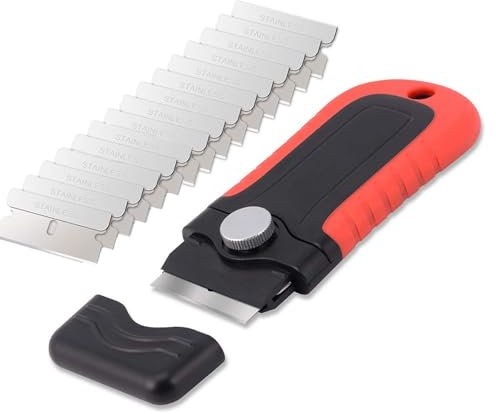 Schaber Set, Stabiler Kochfeldschaber mit 15 Ersatz-Klingen, Schaber Küchenschaber, Kochfeldschaber, Reinigungsschaber, Herd Glasschaber, Herdschaber für Backofen, Glaskeramik