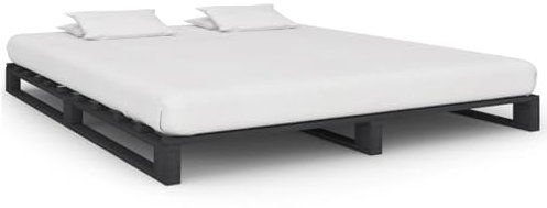 Sufrk Palettenbett Bettgestell Bett Holz Betten Paletten Bett Massivholzbett Grau Massivholz Kiefer 180×200 cm