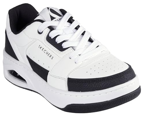 Skechers Women's Uno Court Courted Style Sneaker, White Leather/Duraleather Black Trim, 5 UK