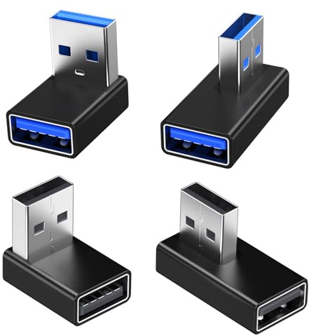 SZMXUCK USB 3.0 Adapter 90 Degree 4 Pack USB A Male to Female Left and Right Angled and Vertical Up and Down Angle USB to Female Converter for Extending