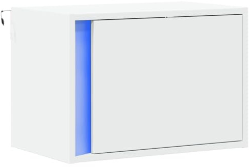 vidaXL Table de Chevet Murale avec lumières LED Blanc