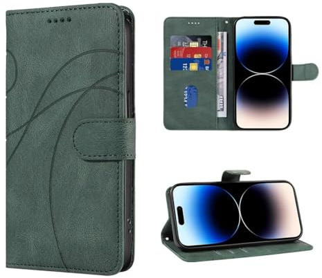 SEAHAI Cuero Funda para Motorola Moto G84 5G Estuche, Carcasa con Suporte/Ranura para Tarjeta/Cierre Magnético/Bloqueo RFID, Flip Billetera Plegable Cubierta Libro - Verde