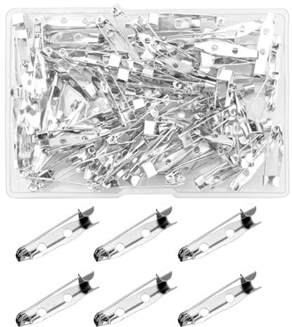 100 Stück 25mm broschennadeln,sicherheitsnadeln Silber,Metall anstecknadeln,Broschennadel anstecknadel zum DIY Basteln Kleidung Safety Pins Back Clasps,Brooch Pins für schmuck Handwerk