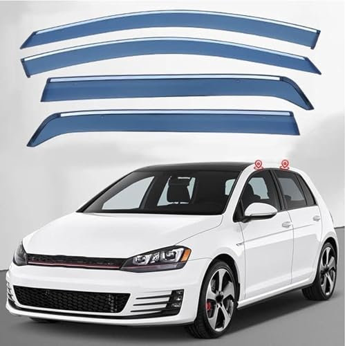 DuanRQ Auto Windabweiser Regenabweiser Für VW Golf 7 2014-2019, Seitenfenster-Visier-Abweiser Rauchabweiser Windschutz Sonnenschutz Luftabweiser