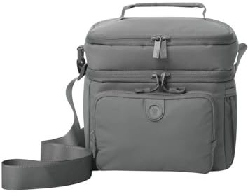 TOTTO - Bolsa Térmica Porta Alimentos 8 L, Modelo Yari, 23 x 21 x 18 cm, Bolsa Comida Trabajo con Tupper, Bolsillo Auxiliar, Asa y Correa Ajustable, Pasador Mochila Ruedas, Color Monument Gris
