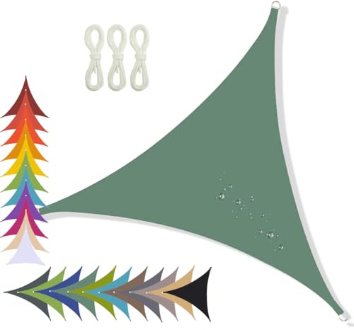 CANYUE Tenda A Vela Triangolare Impermeabile - Vela Ombreggiante Parasole Traspirante E Protezione Solare Raggi UV per Esterno Giardino Terrazza Piscine (Vert Foncé,4x4x4m)