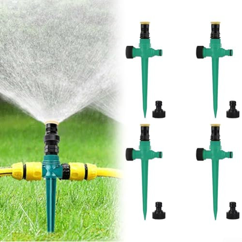 4 aspersores de jardín de verduras con atomización ajustable, modo de riego ajustable, aspersor automático de jardín con base de pinchos, para césped, jardines, terrazas, invernaderos, etc. (4 piezas)