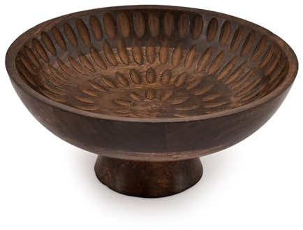 Indus Lifespace Salatschüssel aus Mangoholz, Servierschale für Obst, Salate und Gemüse, schön für Ihre Küche, Servierschüssel aus Holz (25,4 x 25,4 x 12,1 cm)