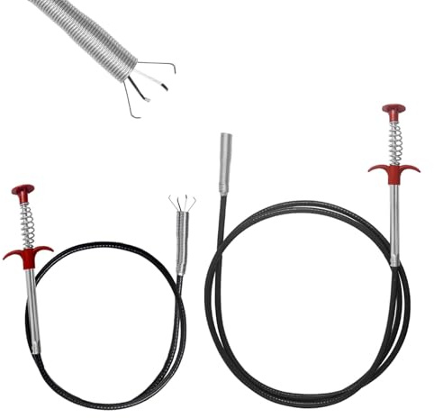 Hevysuo 2 Pièces Pince Griffe Flexible 90cm/200cm,Acier Inoxydable Pince pour Deboucher Evier Canalisation,Crochets de Nettoyage en Spirale pour Cuisine,Salle de Bain