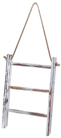 Didiseaon Wooden Towel Rack Rope Hanging, Vintage Rustic Bathroom Storage Rack, 40x26x5.5cm, Random Colour, Space-saving Wall-mounted Bathroom Supply