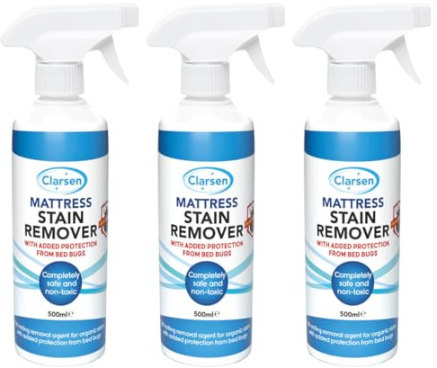 Coopers of Stortford - Mattress Stain Remover with Dust Mite Inhibitor - Removes Organic Stains, Protects Against Bed Bugs & Dust Mites - Safe for Mattresses & Soft Furnishings - 3 x 500ml Bottles