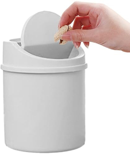 Mini Poubelle De Table, Petite Poubelle De Bureau Avec Couvercle, Poubelle En Plastique Réutilisable, Poubelle De Table Pour Salon Cuisine Chambre À Coucher Salle De Bains Et Bureau,16,5 ×13 ×13cm