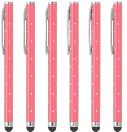 PATIKIL Stylus Pens for Touch Screens, 6 Pcs High Precision Universal Bling Stylus Crystal Metal Capacitive Pen for Touch Screen Devices Phone Tablets Laptop, Pink