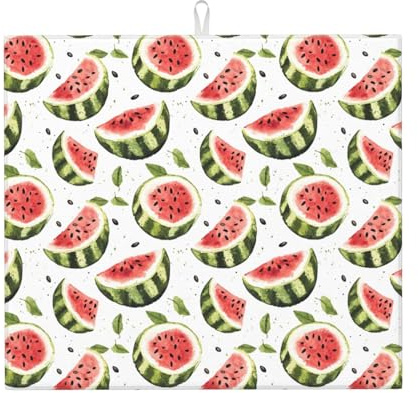 Tapete de microfibra con estampado de sandía de verano para encimera de cocina, lavable a máquina, súper absorbente, tapete de secado de platos, 40.6 x 45.7 cm