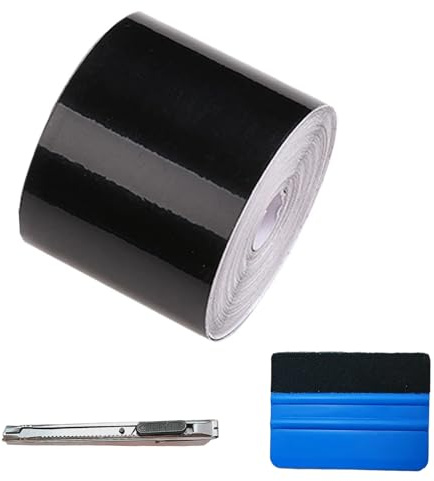 VISTTUSFINE Gloss Black Vinyl Wrap, 2''x32.8FT Car Vinyl Wrap with Scraper for Cars