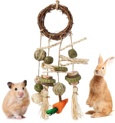 Encuryna Kaninchen Spielzeug Kaninchen Zubehoer Hasen Zubehör Kaninchen Spielzeug Beschäftigung Meerschweinchen,Hasen Käfig Hängende Kauspielzeug, Hamster, Meerschweinchen