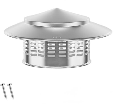 Qrity 1 Pcs 304 Stainless Steel Chimney Cover Cap, Round Air Vent Covers, Round Vent Top Exhaust Roof Cap, for 200mm(7.87 Inch) Roof Vent, Pipes, Chimney Pipe