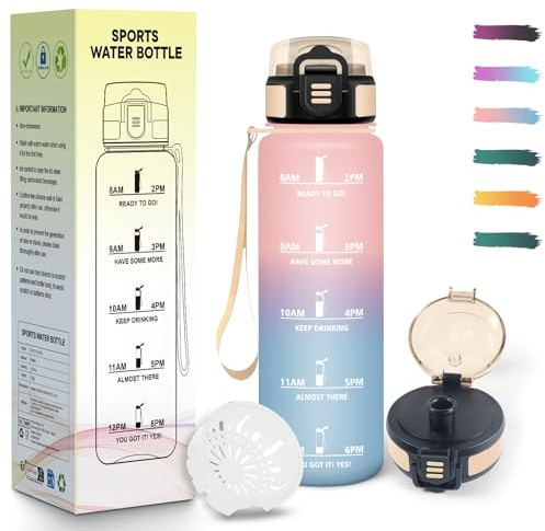 Mulbijeo Borraccia 500ML, A prova di perdite Bottiglia, Riutilizzabile Borraccia Motivazionale, Semplice e Portatile, Bottiglia Acqua per Corsa, Bicicletta, Lavoro, Scuola, Borracce