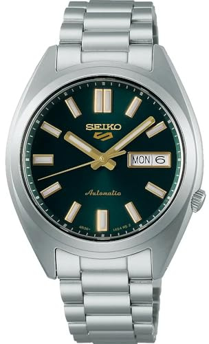 Seiko SRPL57K1 5 Sports SNXS rostfritt stål automatisk klocka för män, 37,4 mm fodralstorlek, grön/silver