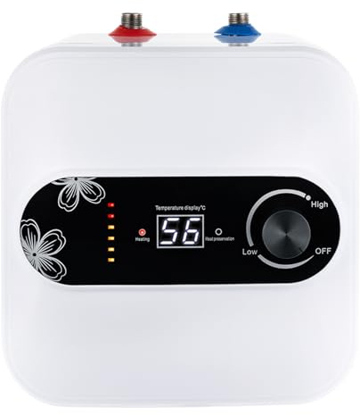 8 l elektrisk varmvattenbehållare med lågtrycksstart, 1 500 W liten underbordspanna med LED-skärm, 30–65 ℃ justerbar temperatur för kök